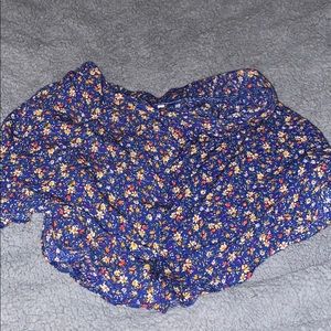 Navy Blue Flowered American Eagle Flowy Shorts